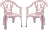 Plasticforte Kinderstoel - 2x stuks - kunststof - roze - 35 x 28 x 50 cm - tuin/camping/slaapkamer