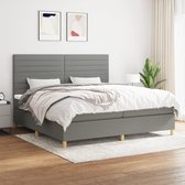 The Living Store Boxspringbed - Comfort - Bed - 203 x 200 x 118/128 cm - Donkergrijs - 100% polyester