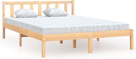 The Living Store Cadre de lit en bois de pin massif 140x200 cm - Cadre de lit - Cadre de lit - Cadre de lit - Cadres de lit - Lit - Lits - Lit simple - Lits simples - Lit simple