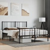 The Living Store Bedframe Classic - Metalen constructie - Metalen latten - Extra opbergruimte - Comfortabele ondersteuning - Zwart - 207x156x90 cm