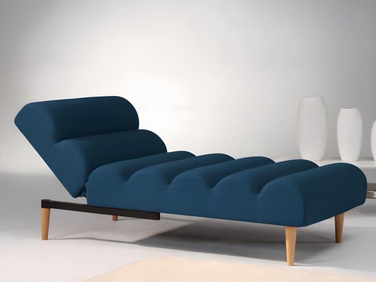 Canapé-lit simple méridienne CIVAL en tissu - bleu L 155 cm x H 85 cm x P 80 cm