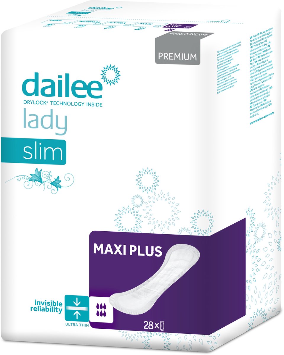 Goedkoopste Dailee Lady Premium Slim Maxi Plus - 28 stuks - inlegkruisje - maandverband