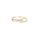 Kinzi - Ringen - Gebogen Diamanten Ring - Verstelbaar - Stainless Steel - Goud/zilver