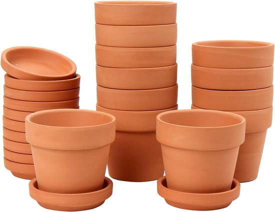 12 stuks mini terracotta potten 7,9 x 7,4 cm bloempotten kleipotten met schotel en afvoergat vetplantenpotten kruidenpot ideaal voor planten handwerk huwelijkscadeau