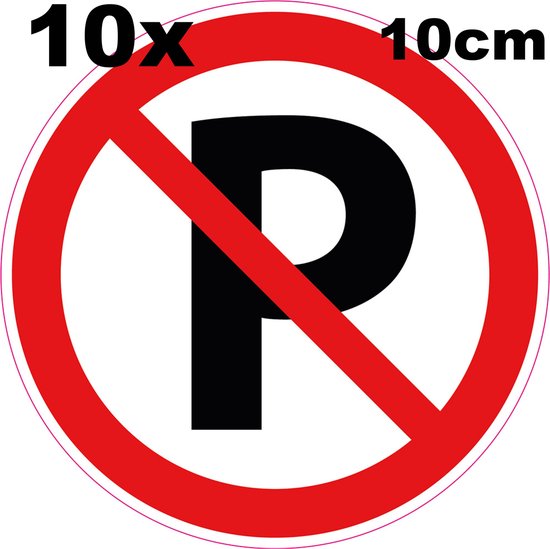 Verboden te parkeren sticker, 10x10cm
