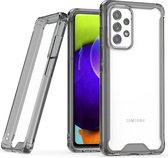 Podec Hoesje geschikt voor Samsung Galaxy A52 Doorzichtig en Zwart Telefoonhoesje - Anti-Shock Case Cover met 1x Screenprotector