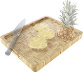Snijplank van 100% FSC-gecertificeerd bamboe - veelzijdige houten ontbijtplank met sapgoot en verzonken handgrepen (praktisch keukengadget, slimme keukenhulp & keukenplank)