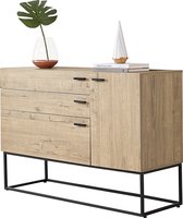 Ladenkast Maricela - Commode - 79x115x40 cm - Zwart en Eikenkleurig - Staal en Spaanplaat - Modern Design