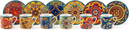 Excelsa - Set de 6 Verres Excelsa - Trinacria, Verre Multicolore