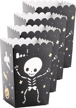 Partydeco Popcorn/snoep bakjes - 12x - Halloween thema - karton - 7 x 7 x 12 cm - trick or treat