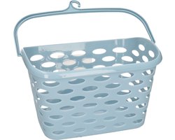 Plasticforte Wasknijpers ophang mandje aan haak - 26 x 15 x 21 cm - ijsblauw - kunststof