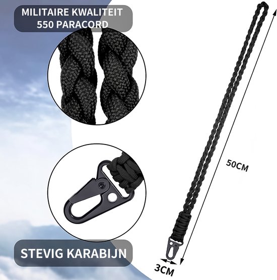 Cordon paracorde Heavy Duty – Lanière porte-clés – Cordon téléphonique universel/chaîne téléphonique – Lanière – Support pour carte/clés – Lanière de téléphone/mobile – Lanière – Collier porte-carte d'identité