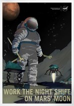 Night Shift On Martian Moon | Space, Astronomie & Ruimtevaart Poster | B2: 50x70 cm