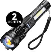 Bol.com Militaire LED Zaklamp Pro met Zijlicht - Met waarschuwingslicht - USB-C Oplaadbaar - 2500 lumen - 2200mAh Batterij aanbieding