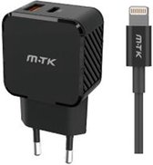 Chargeur M.TK 35W Premium avec câble éclair adapté pour iPhone X, 12, 13 et 14 | Adaptateur de charge pour iPhone | Adaptateur USB-C vers Lightning 35W - Zwart