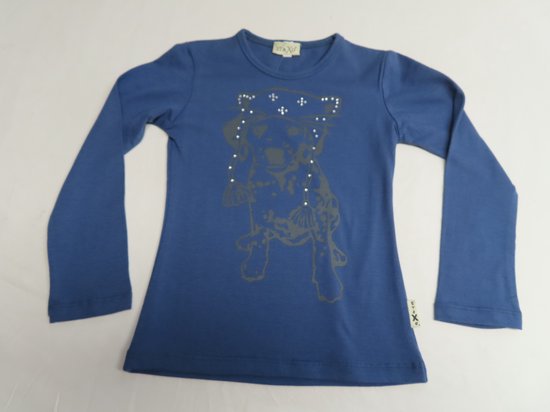 T-Shirt met lange mouw - Meisje - Blauw- Hond - 4 jaar 104