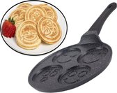 Krome Kraft Crêpemaker - Pancake Pannenkoeken 4 Kop - Marmeren Anti Aanbaklaag met Smiley - Emoji