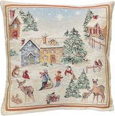 Housse de coussin - tissu Gobelin luxe - Noël - Enneigé Fermé - Paysage de neige - 45 x 45 cm