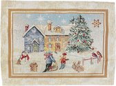 Placemat - Luxe Gobelinstof - Kerst - Snowy - Closed 35 x 45 cm - met goud glitterdraad