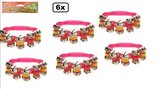 6x Schellenbeugel mini in verschillende kleuren - Feest thema muziek kids fun geluid party