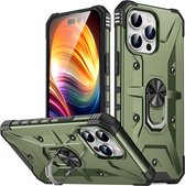 Coverup Heavy Duty Ring Kickstand Back Cover - Geschikt voor iPhone 15 Pro Max Hoesje - Army Green