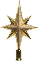 Decoris Piek - ster - glitters - kerstboom topper - goudkleurig - kunststof - 25 cm
