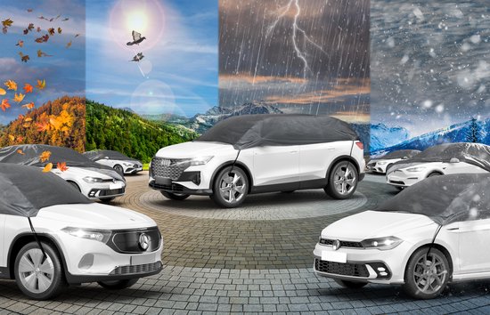 WALSER Autozeil All Weather, 100% weerbestendig autozeil, Autozeil waterdicht, Autozeil volledige garage Maat 7 SUV/Van zwart