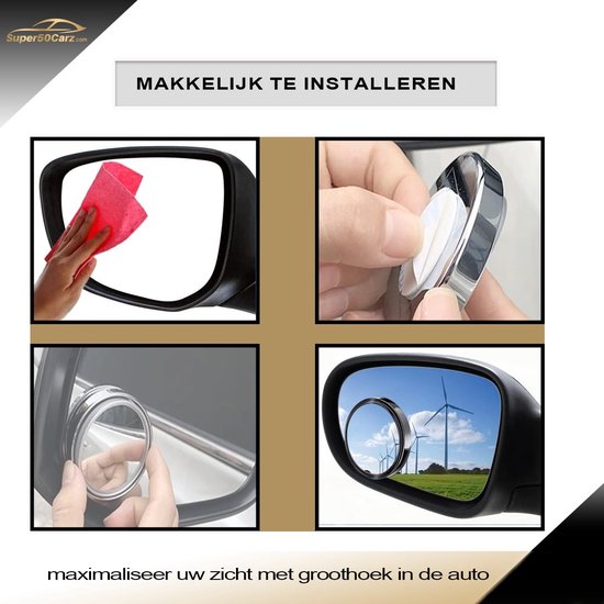 Super50Carz Miroir d'angle mort de voiture - Miroir d'angle mort - Accessoires automobiles - Miroirs automatiques