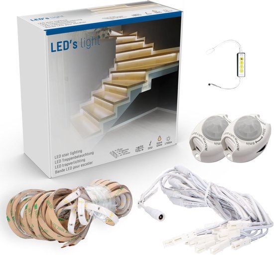 Proventa® LED Trapverlichting set met bewegingssensor - voor trappen met bekleding - wit licht