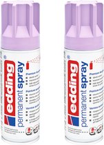 edding 5200 permanent spray - licht lavendel mat - 2 stuks - 200 ml per stuk - direct dekkend – 1,4 t/m 2 m2 oppervlak - lakken en versieren van bijna alle oppervlaktes en ondergronden - lakspray, acrylspray, verfspray