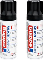 edding 5200 permanent spray - diepzwart mat - 2 stuks - 200 ml per stuk - direct dekkend – 1,4 t/m 2 m2 oppervlak - acrylverf voor het lakken en versieren van glas, metaal, hout, keramiek, kunststof, canvas - lakspray, acrylspray, verfspray