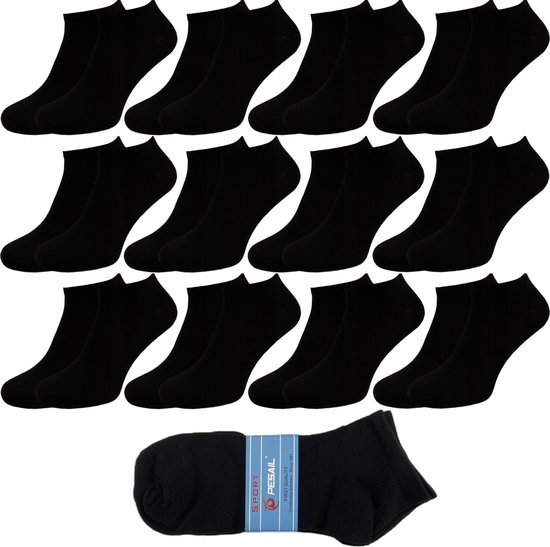 Chaussettes basses - Chaussettes de sport - 12 paires - Multipack - Zwart - Taille 35/38