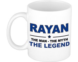 Bellatio Decorations Rayan cadeau mok - man myth legend - naam koffiemok / beker - wit en blauw - 300 ml - verjaardag