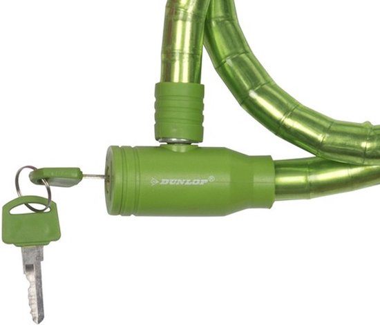 Dunlop kabelslot groen met plastic coating 80 cm - Fietsslot voor motor/scooter/brommer/fiets van Dunlop — afbeelding 2