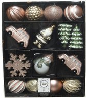 50x stuks kersthangers/kerstballen salie groen/parel/lichtroze/wit - Onbreekbare plastic kerstboomversiering kerstornamenten