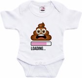 Bellatio Decorations baby rompertje - Loading Poop - wit/roze - babyshower/kraamcadeau 80