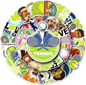 Tennis Stickers - 50 stuks - Laptopstickers Tennissport - voor muur, kast, koffer etc. 5x6CM - Sport