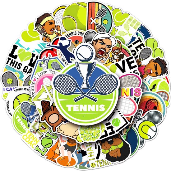 Foto: Tennis stickers 50 stuks laptopstickers tennissport voor muur kast koffer etc 5x6cm sport