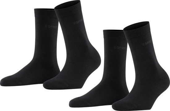Esprit Uni 2-Pack duurzaam organisch katoen multipack sokken dames zwart - Maat 35-38