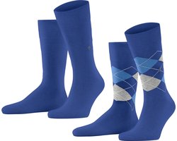 Burlington Everyday 2-Pack gedessineerd katoen multipack sokken heren blauw - maat 40-46