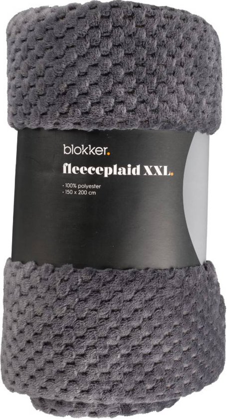Blokker Fleece Plaid XXL - Fleecedeken Grijs - 150x200cm