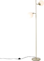 QAZQA pallon - Art Deco Dimbare LED Smart Vloerlamp | Staande Lamp incl. wifi met Dimmer - 2 lichts - H 153 cm - Wit - Woonkamer | Slaapkamer | Keuken