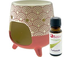 Lemon Grass - Parfumolie - Antimug - Fraaie 3 poot Geurbrander Olieverdamper Keramiek - 10 x 10 x 12 cm