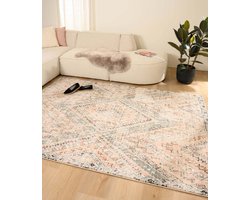 Bohemian vloerkleed - Fancy Riya roze/groen 80x150