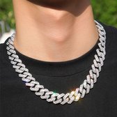 ICED OUT Zilvere Cuban Chain - Cuban Ketting - 15mm - 20 inch / 50 cm