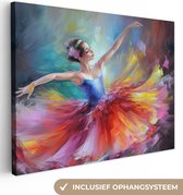Canvas Schilderij Schilderij - Olieverf - Dans - Ballerina - 80x60 cm - Wanddecoratie
