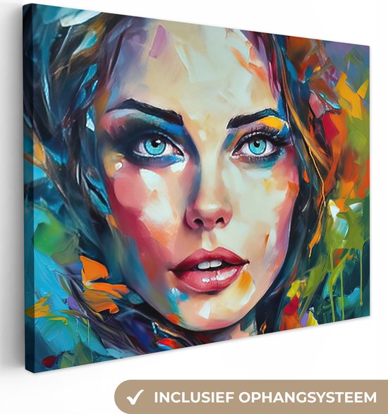 Femme avec peinture visage Impression digitale sur verre de sécurité  100x150 cm