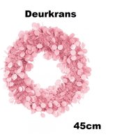 Deurkrans 45cm baby roze brandvertragend - Decoratie thema feest krans geboorte glitter and glamour party