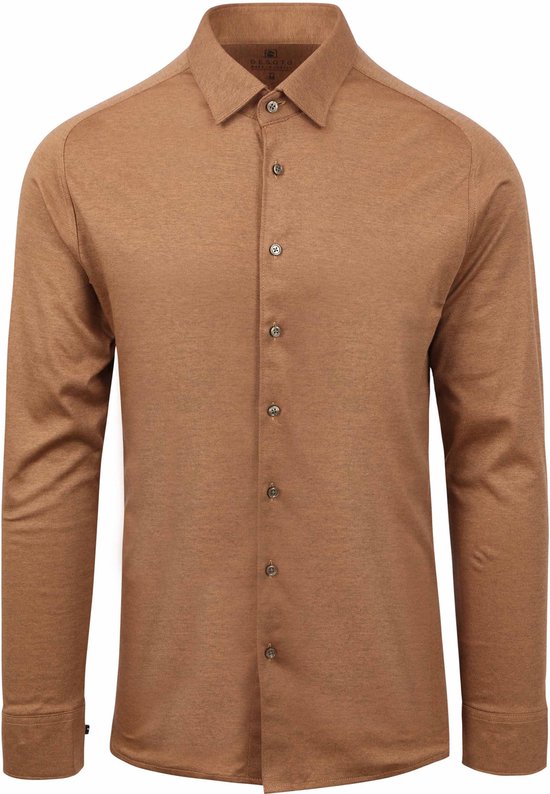Desoto - Overhemd Strijkvrij Kent Bruin - Heren - Maat S - Slim-fit