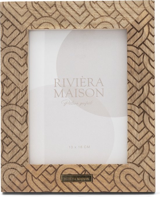 Riviera Maison Fotolijst, Hartjes print, fotokader - RM Heart Pattern Photo Frame 13x18 - Bruin - Hout